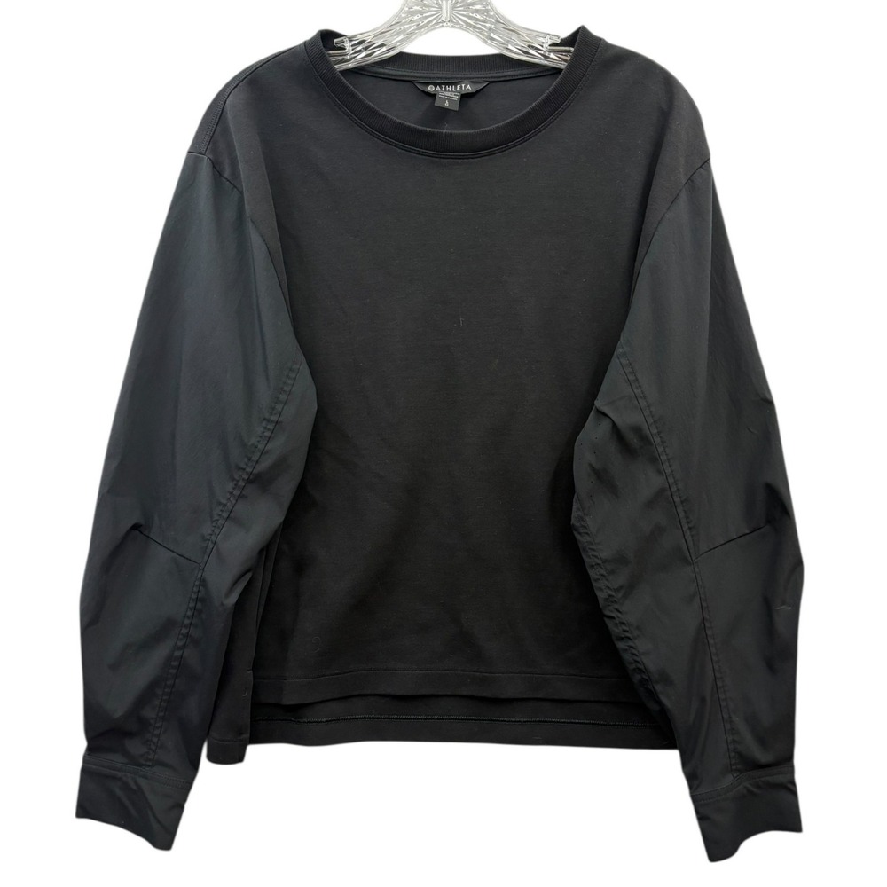 Athleta‎ Women's Harlow Long Sleeve Hybrid Top Casual Black Streetwear Neutral L